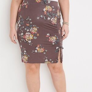 Maurices Floral Pencil Skirt in Brown